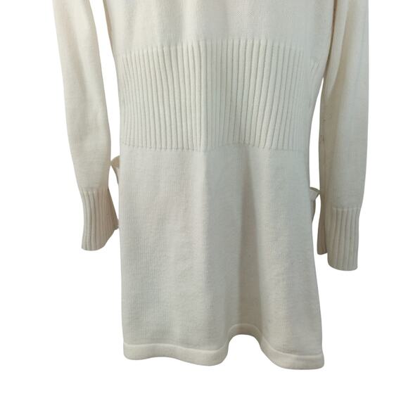 7TH AVENUE! VANILLA CREAM FRINGED, FINELY KNIT, POCKETED CARDIGAN SWEATER! SZ XS - Picture 8 of 12